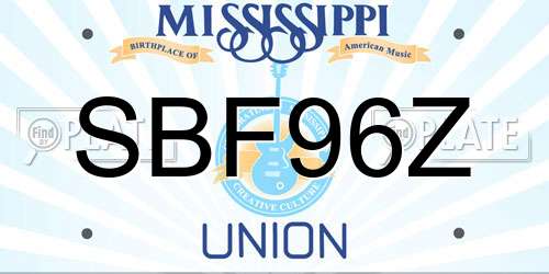 SBF96Z Mississippi License Plate