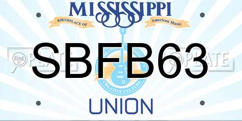 SBFB63 Mississippi License Plate