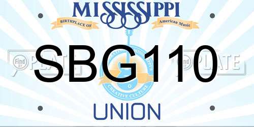 SBG110 Mississippi License Plate