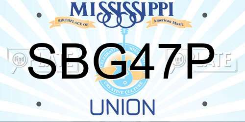SBG47P Mississippi License Plate