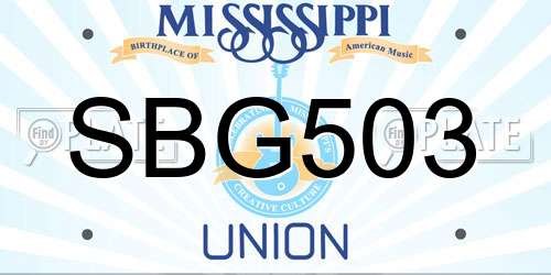SBG503 Mississippi License Plate