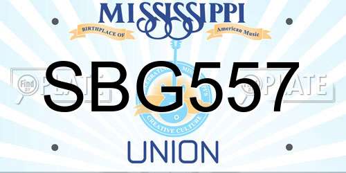 SBG557 Mississippi License Plate