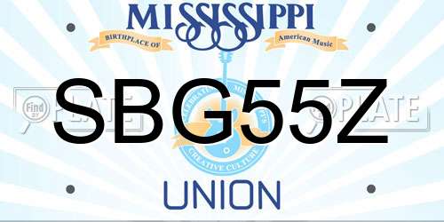 SBG55Z Mississippi License Plate