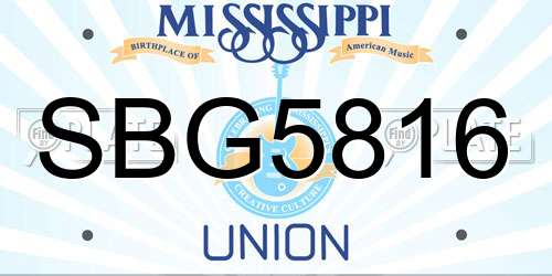 SBG5816 Mississippi License Plate