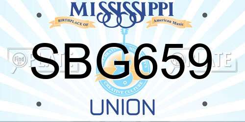 SBG659 Mississippi License Plate