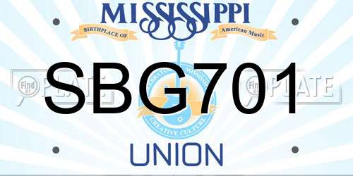 SBG701 Mississippi License Plate