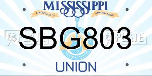 SBG803 Mississippi License Plate