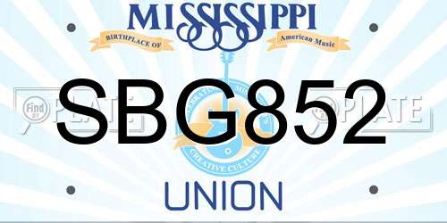 SBG852 Mississippi License Plate