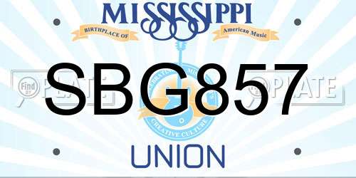 SBG857 Mississippi License Plate