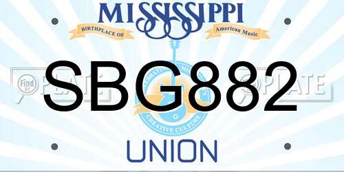SBG882 Mississippi License Plate