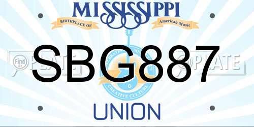 SBG887 Mississippi License Plate