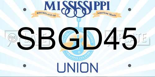 SBGD45 Mississippi License Plate