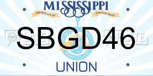 SBGD46 Mississippi License Plate