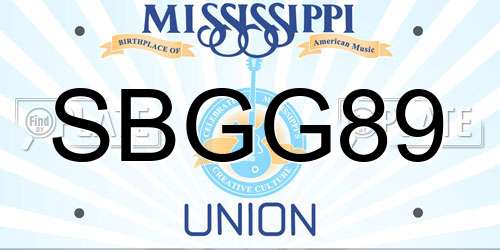 SBGG89 Mississippi License Plate