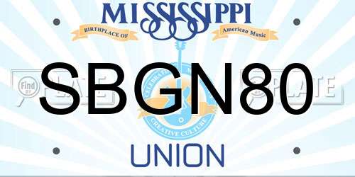 SBGN80 Mississippi License Plate