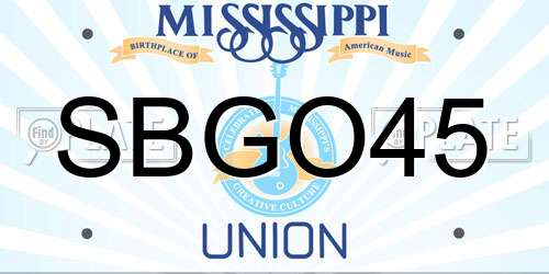 SBGO45 Mississippi License Plate