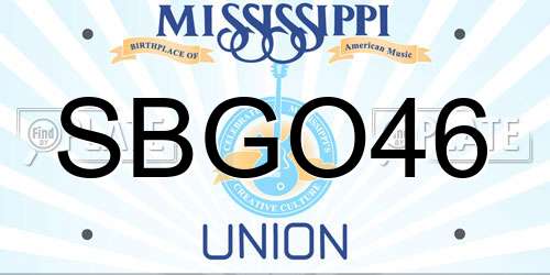 SBGO46 Mississippi License Plate