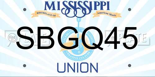 SBGQ45 Mississippi License Plate