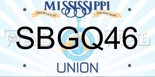 SBGQ46 Mississippi License Plate