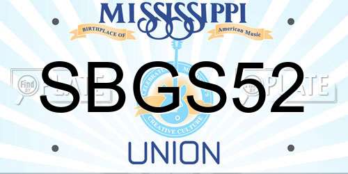 SBGS52 Mississippi License Plate