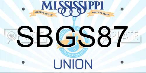 SBGS87 Mississippi License Plate