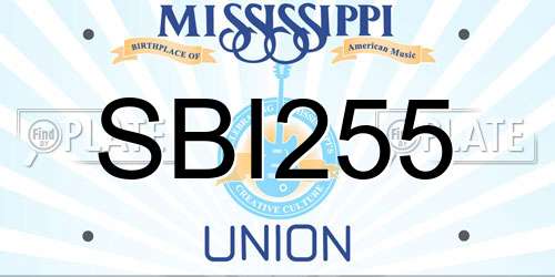 SBI255 Mississippi License Plate