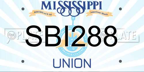 SBI288 Mississippi License Plate