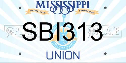 SBI313 Mississippi License Plate