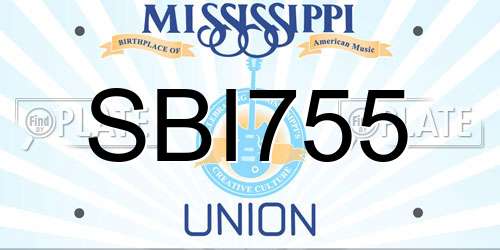 SBI755 Mississippi License Plate
