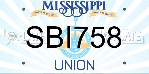 SBI758 Mississippi License Plate