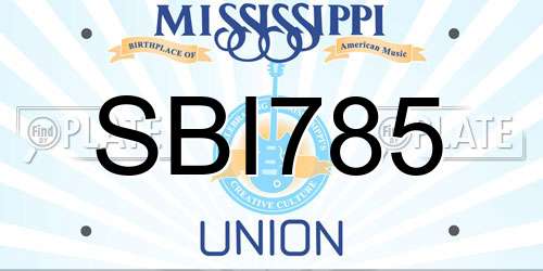 SBI785 Mississippi License Plate