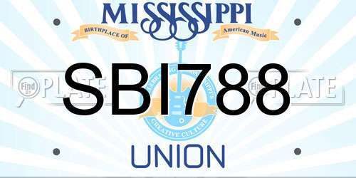 SBI788 Mississippi License Plate