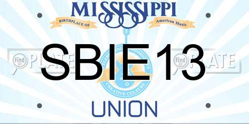 SBIE13 Mississippi License Plate