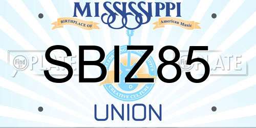 SBIZ85 Mississippi License Plate