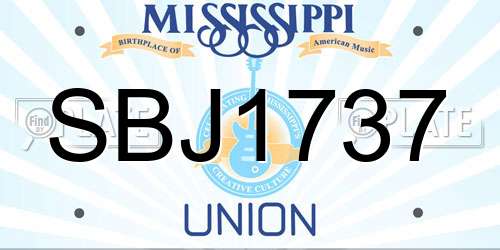 SBJ1737 Mississippi License Plate