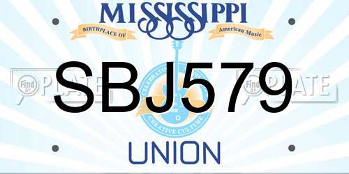 SBJ579 Mississippi License Plate