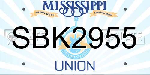 SBK2955 Mississippi License Plate