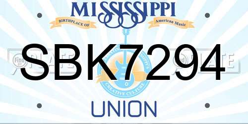 SBK7294 Mississippi License Plate
