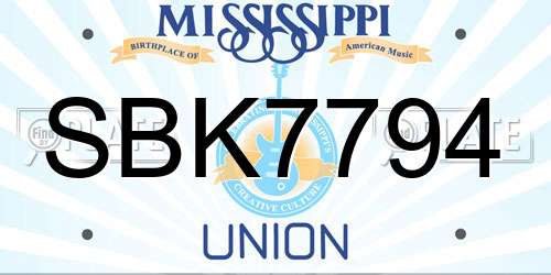 SBK7794 Mississippi License Plate