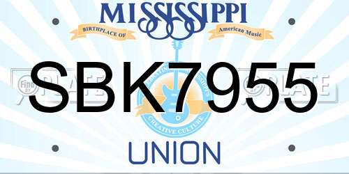 SBK7955 Mississippi License Plate