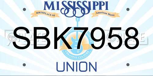 SBK7958 Mississippi License Plate