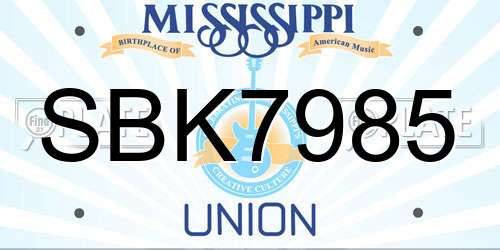 SBK7985 Mississippi License Plate
