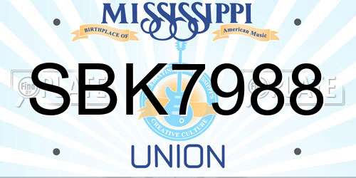 SBK7988 Mississippi License Plate