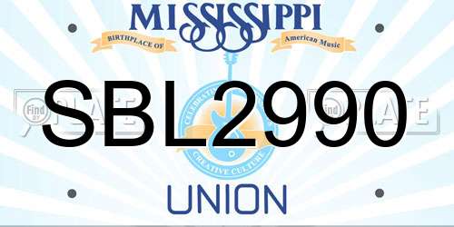SBL2990 Mississippi License Plate