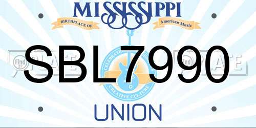 SBL7990 Mississippi License Plate