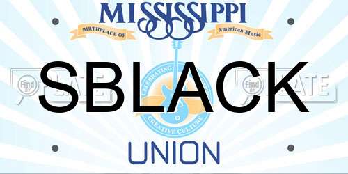 SBLACK Mississippi License Plate