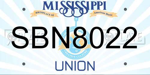 SBN8022 Mississippi License Plate