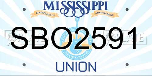 SBO2591 Mississippi License Plate
