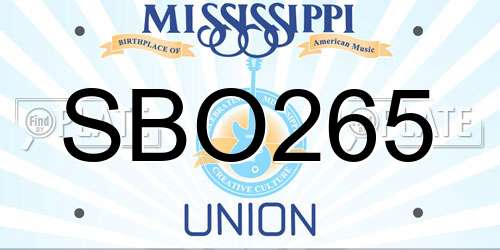 SBO265 Mississippi License Plate