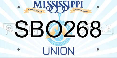 SBO268 Mississippi License Plate